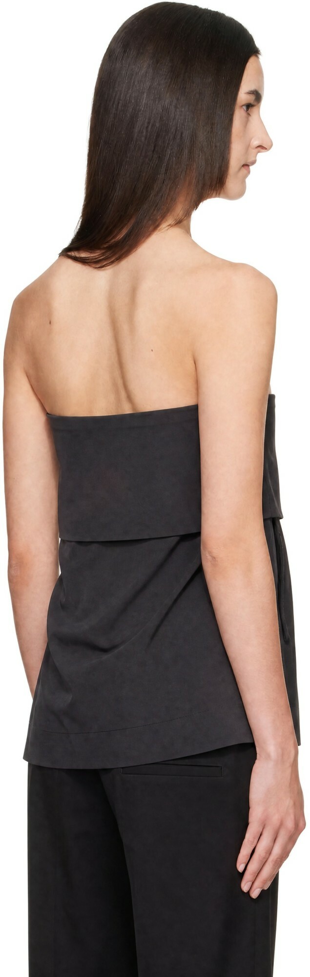 St. Agni Gray Strapless Wrap Top