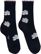 Thom Browne Navy Cotton Rose Ankle Socks