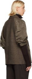sacai Brown Double-Faced Plaid Blazer