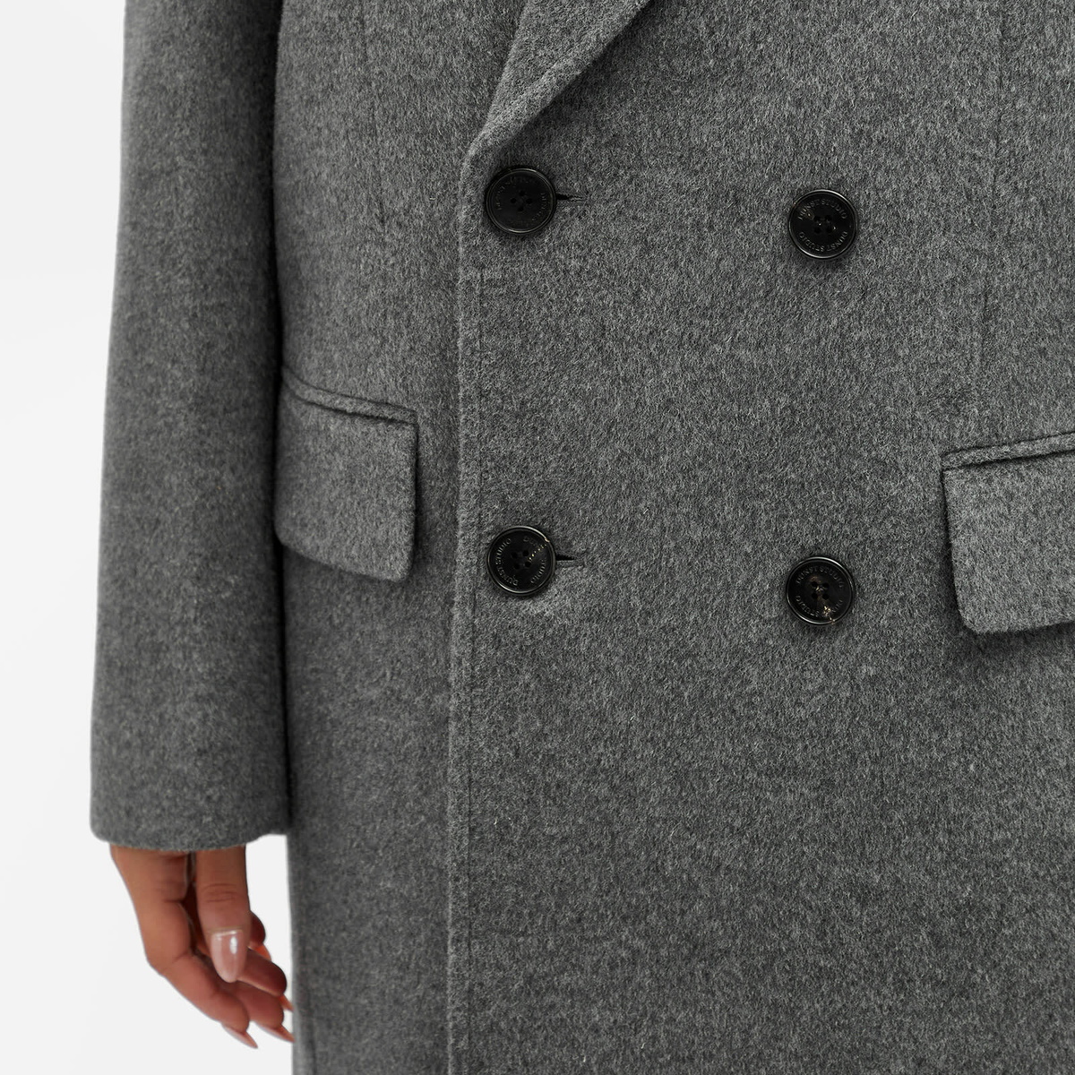 DUNST Women's Unisex Tailored Double-Breasted Wool Coat in