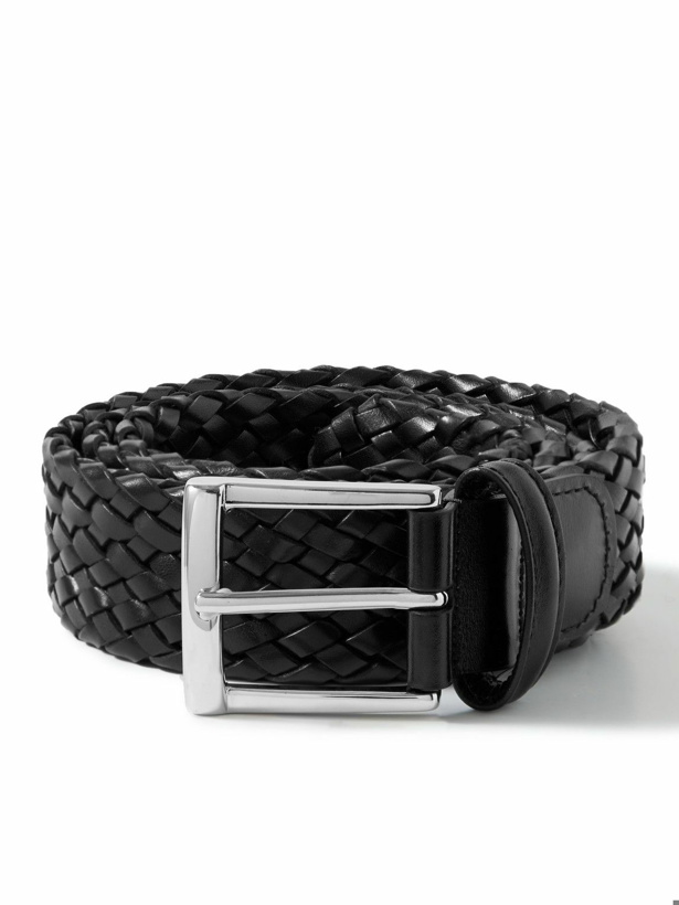 Photo: Anderson's - 3.5cm Woven Leather Belt - Black