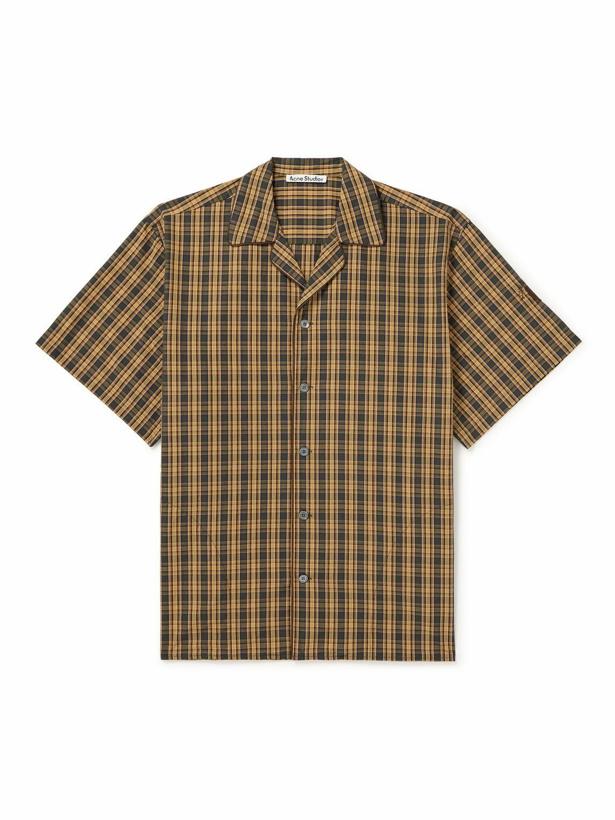 Photo: Acne Studios - Samir Camp-Collar Checked Cotton Shirt - Brown