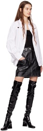 LVIR Black Stitched Faux-Leather Miniskirt