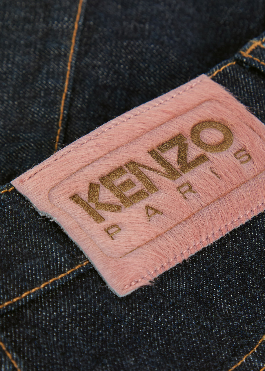 Kenzo Cargo Monkey Denim Shorts Dark Blue