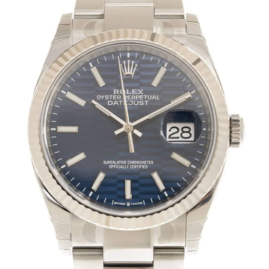 Rolex Datejust 36 Quartz Chronometer Bright Blue Motif Dial Watch 126234BLFSO
