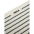 Tekla Off-White and Green Striped Organic Hand Towel
