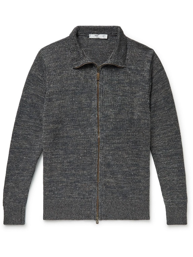Photo: Inis Meáin - Donegal Linen Zip-Up Cardigan - Gray