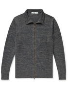 Inis Meáin - Donegal Linen Zip-Up Cardigan - Gray