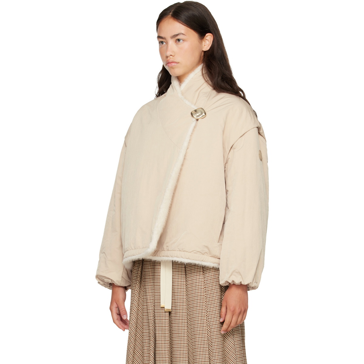 Moncler Off-White Chardonneret Faux-Fur Jacket
