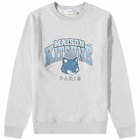 Maison Kitsuné Men's Campus Fox Regular Crew Sweat in Light Grey Melange