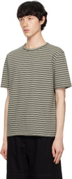 International Gallery BEAMS Two-Pack Brown & Green Border T-shirts