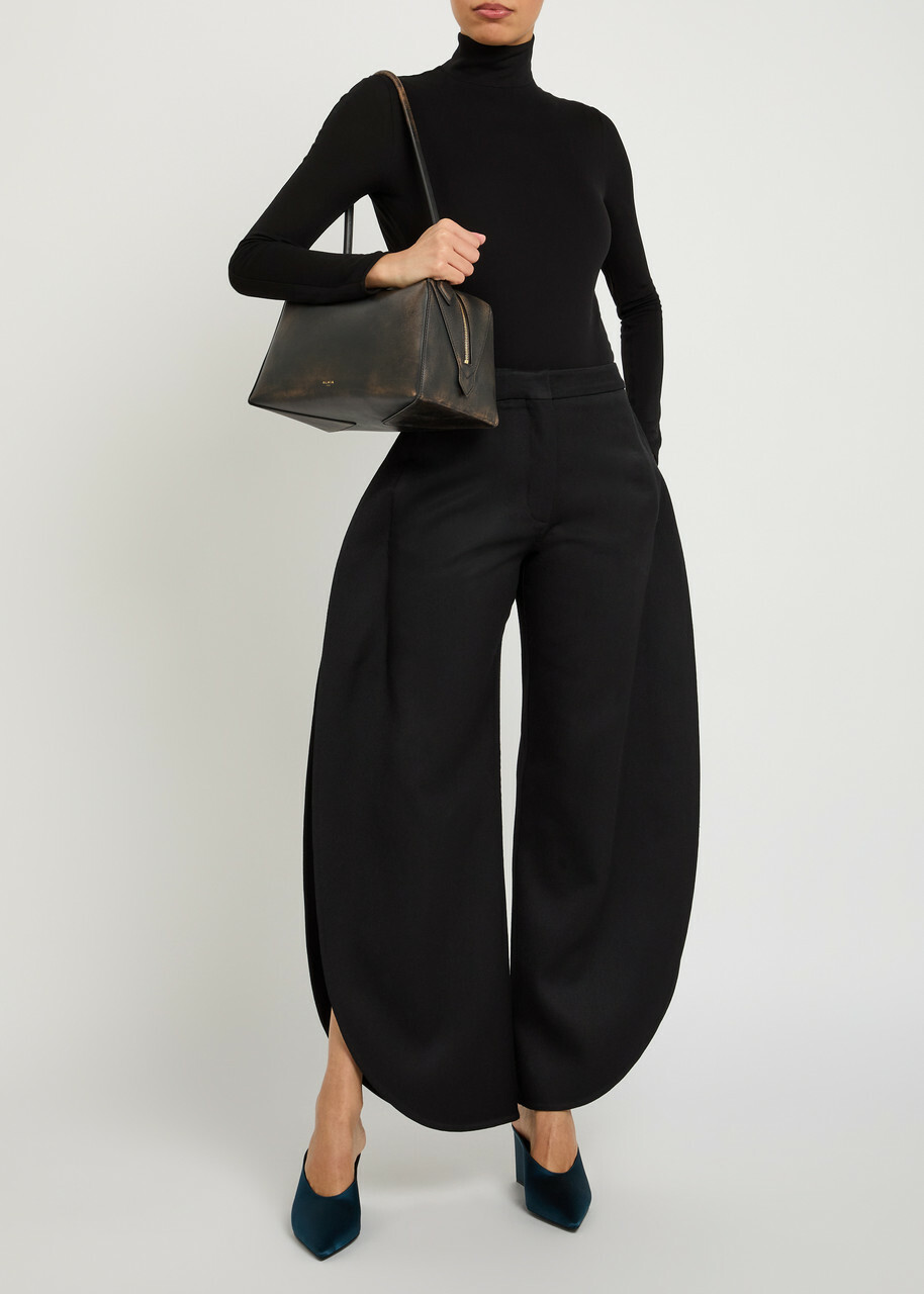 Alaïa Petal Sculpted Wool Trousers Black