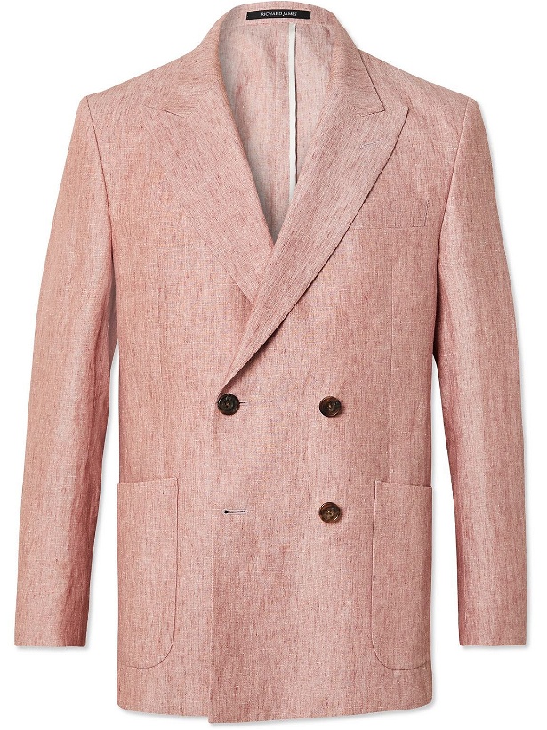 Photo: Richard James - Unstructured Washed-Linen Suit Jacket - Pink