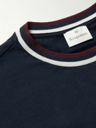 Kingsman - Striped Cotton and Cashmere-Blend T-Shirt - Blue