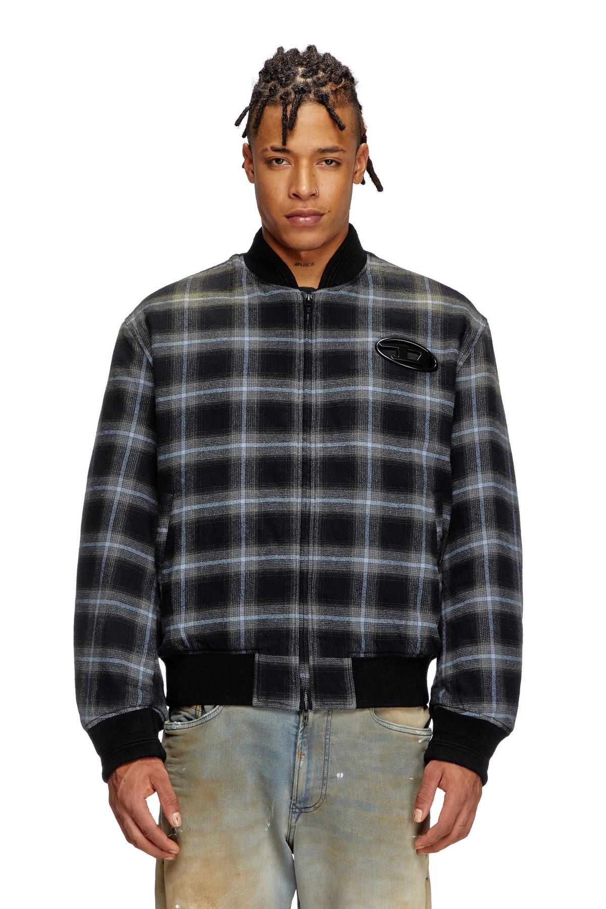 Diesel Padded bomber jacket in check flannel - Jackets Mens in