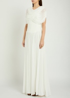 Simkhai Nancie Draped Cape-effect Jersey Maxi Dress Ivory