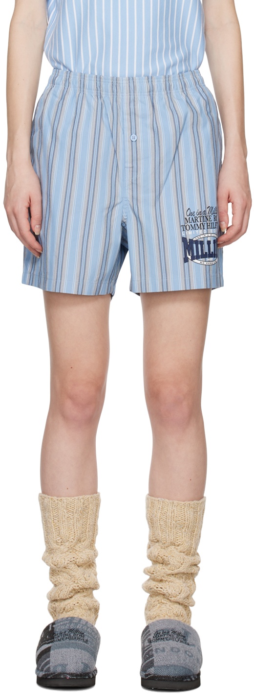 Photo: Martine Rose Blue Tommy Jeans Edition Striped Boxer Shorts