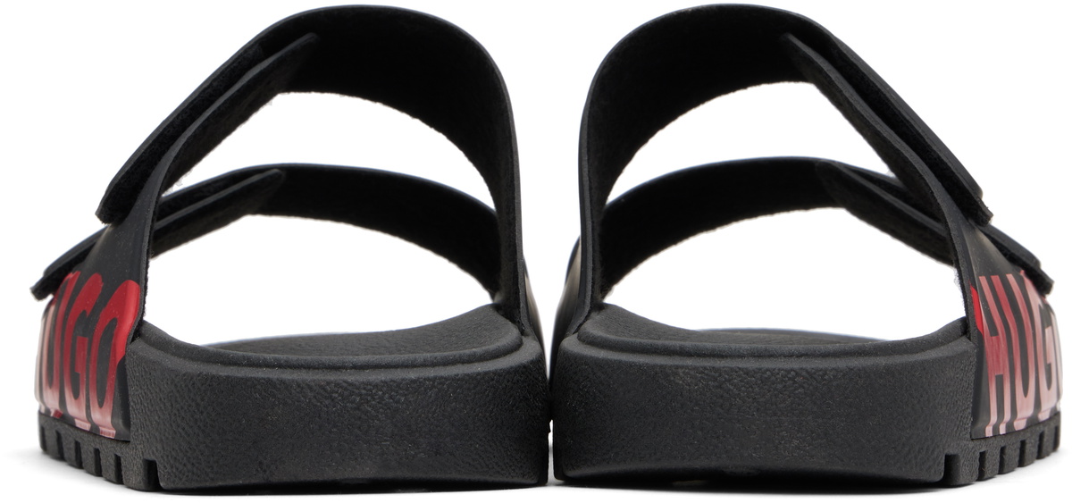 【関税込み】Hugo ブラック Logo Double Touch サンダル HUGO - Logo sandals with double touch-closure straps - Black