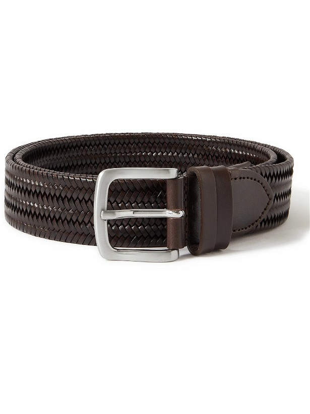 Photo: Mr P. - 3.5cm Woven Leather Belt - Brown