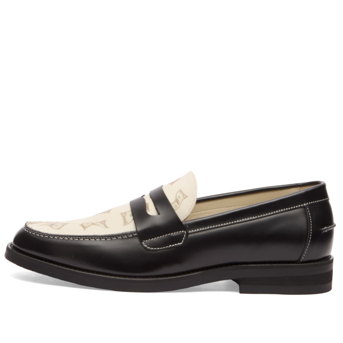 Duke + Dexter Men's Wilde Dollar Bills Penny Loafer in Black/White