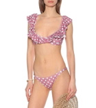 Caroline Constas Ruffled polka-dot bikini top