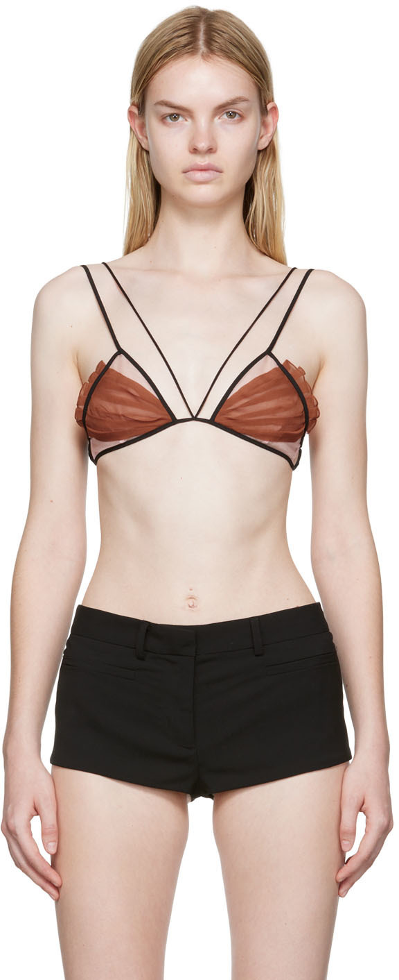 Nensi Dojaka Brown & Pink Pleated Bra Nensi Dojaka