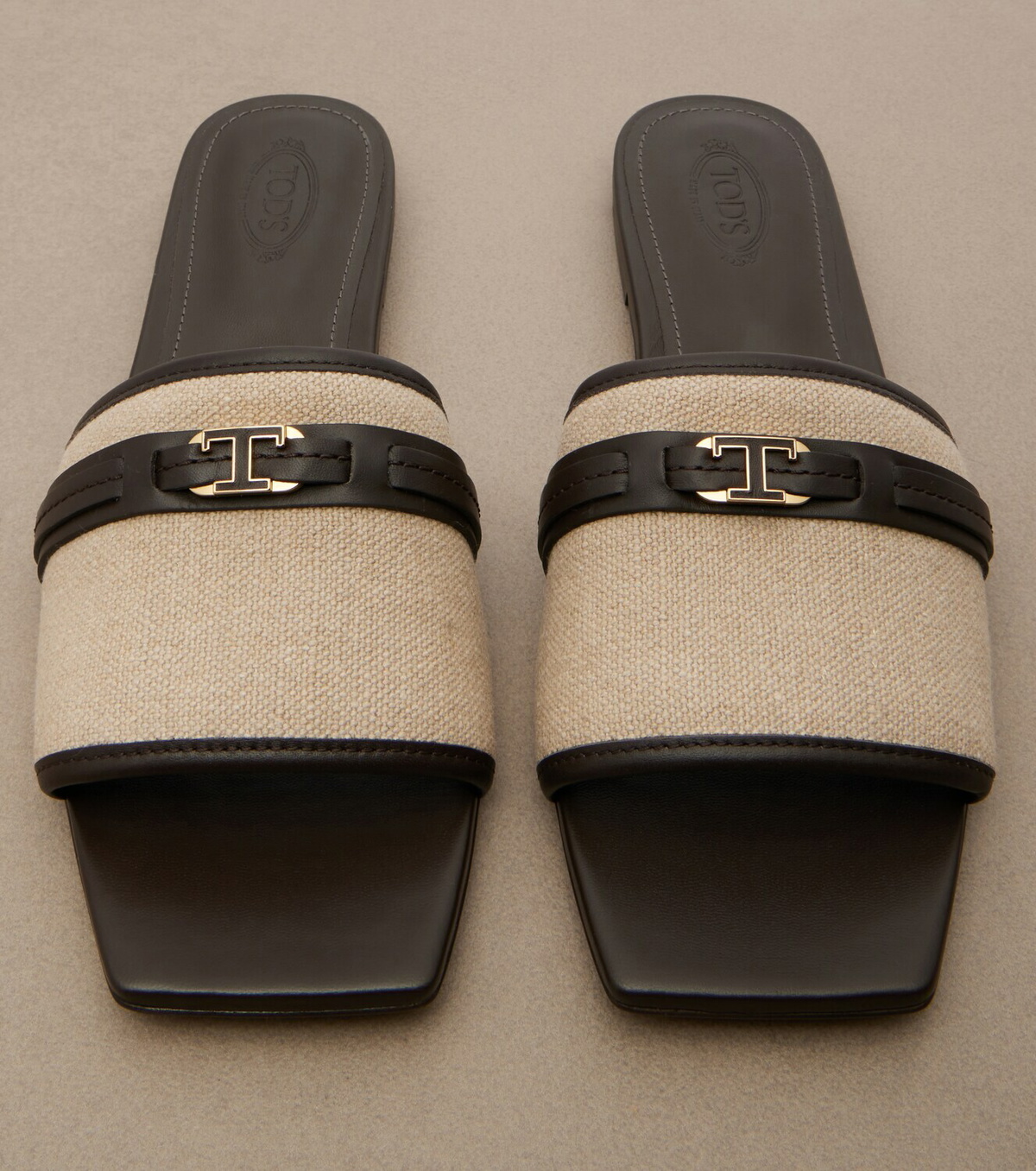 Tod's Leather-trimmed raffia slides