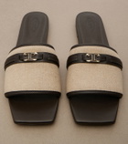 Tod's Leather-trimmed raffia slides
