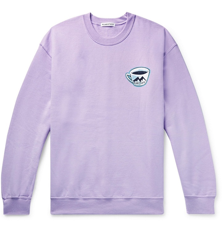 Photo: Flagstuff - Printed Fleece-Back Cotton-Blend Jersey Sweatshirt - Purple