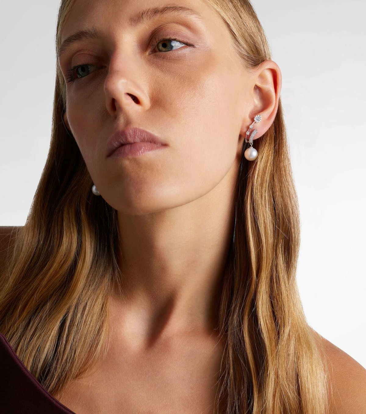 Yeprem Pearlescent 18kt gold clip earrings with diamonds and pearls