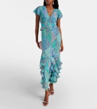 Rixo Thanvi patchwork silk midi dress
