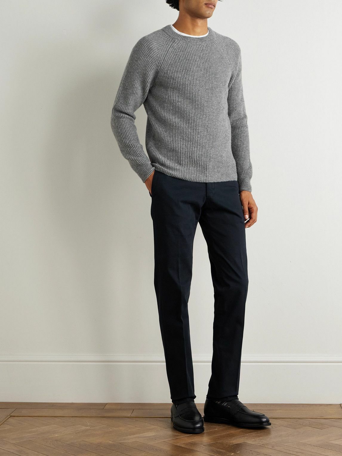 Incotex - Straight-Leg Cotton-Blend Twill Trousers - Blue