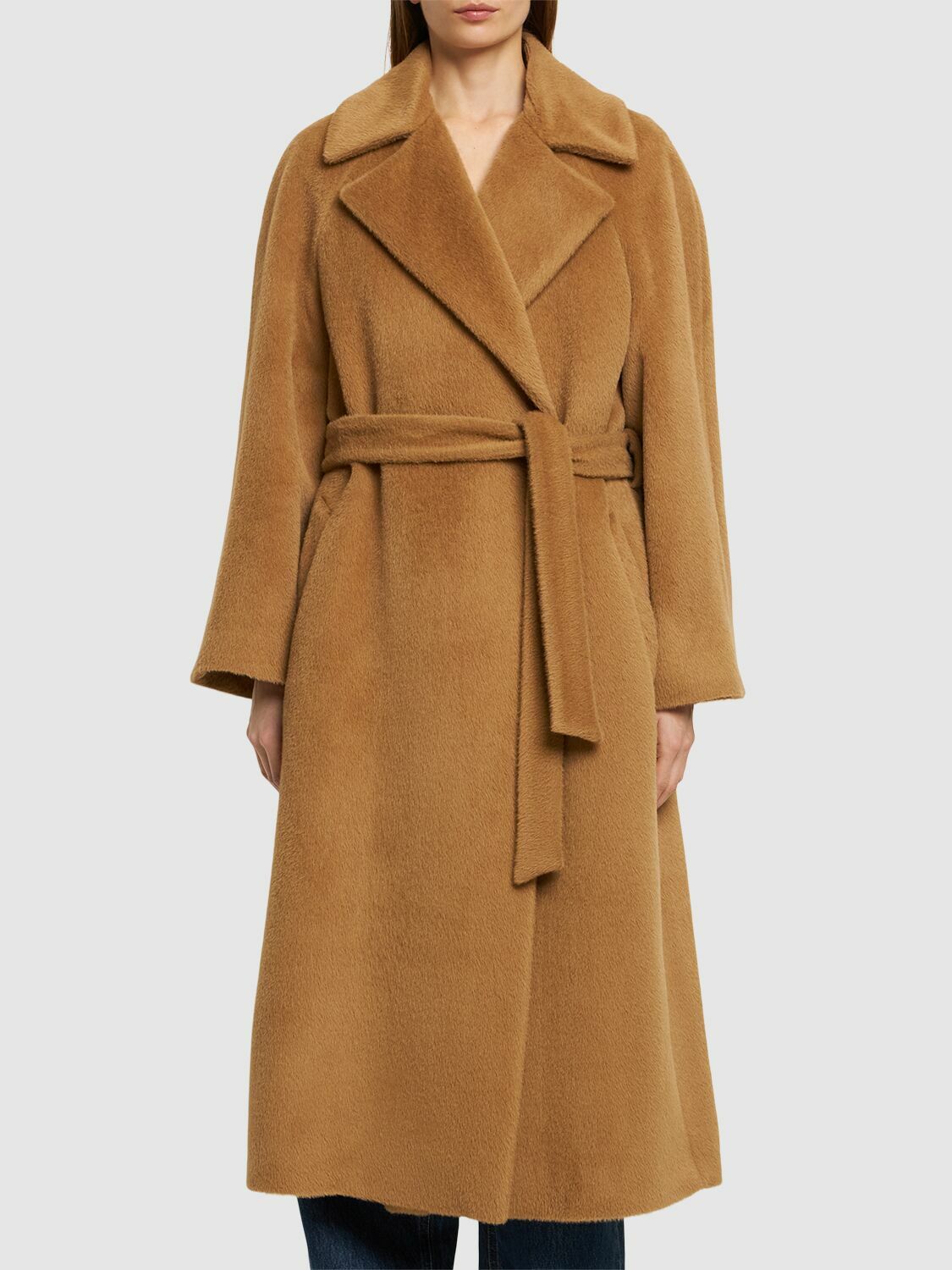 ALBERTA FERRETTI Belted Alpaca & Wool Long Coat