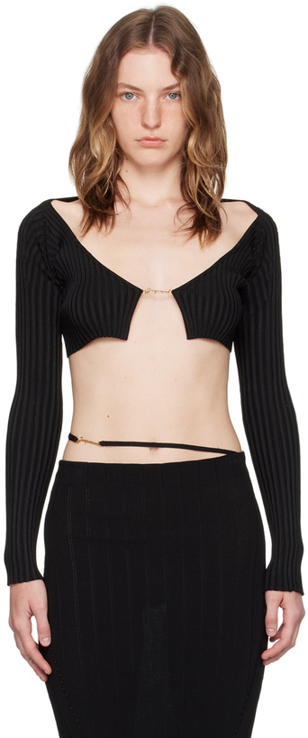 Photo: JACQUEMUS Black Les Classiques 'La maille Pralù' Cardigan