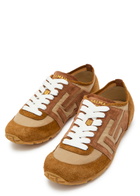 Balmain Racer 45 Suede and Nylon Sneakers Beige