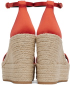 Versace Orange Medusa '95 Satin Wedge Heeled Sandals