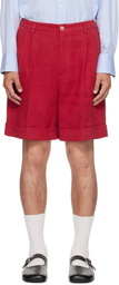 Valentino Red Linen Bermuda Shorts