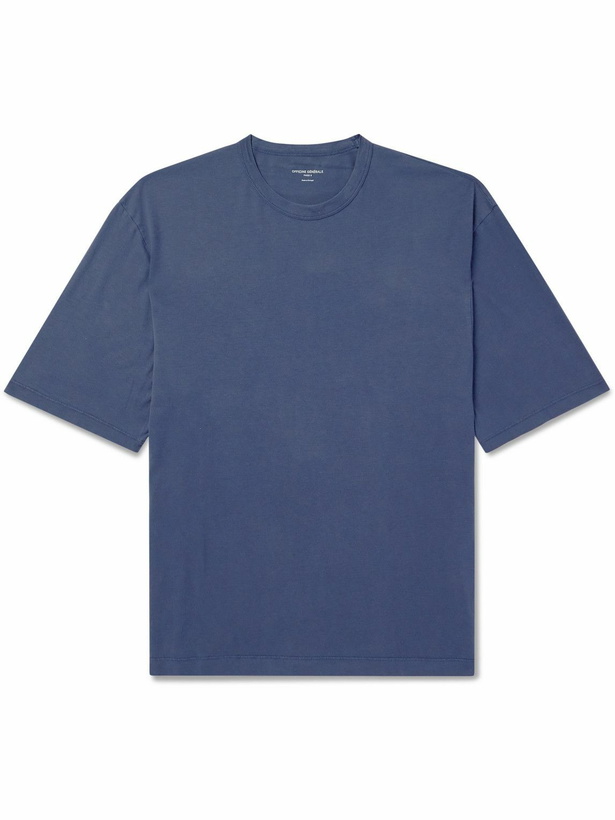 Photo: Officine Générale - Benny Pigment-Dyed Lyocell and Cotton-Blend Jersey T-Shirt - Blue