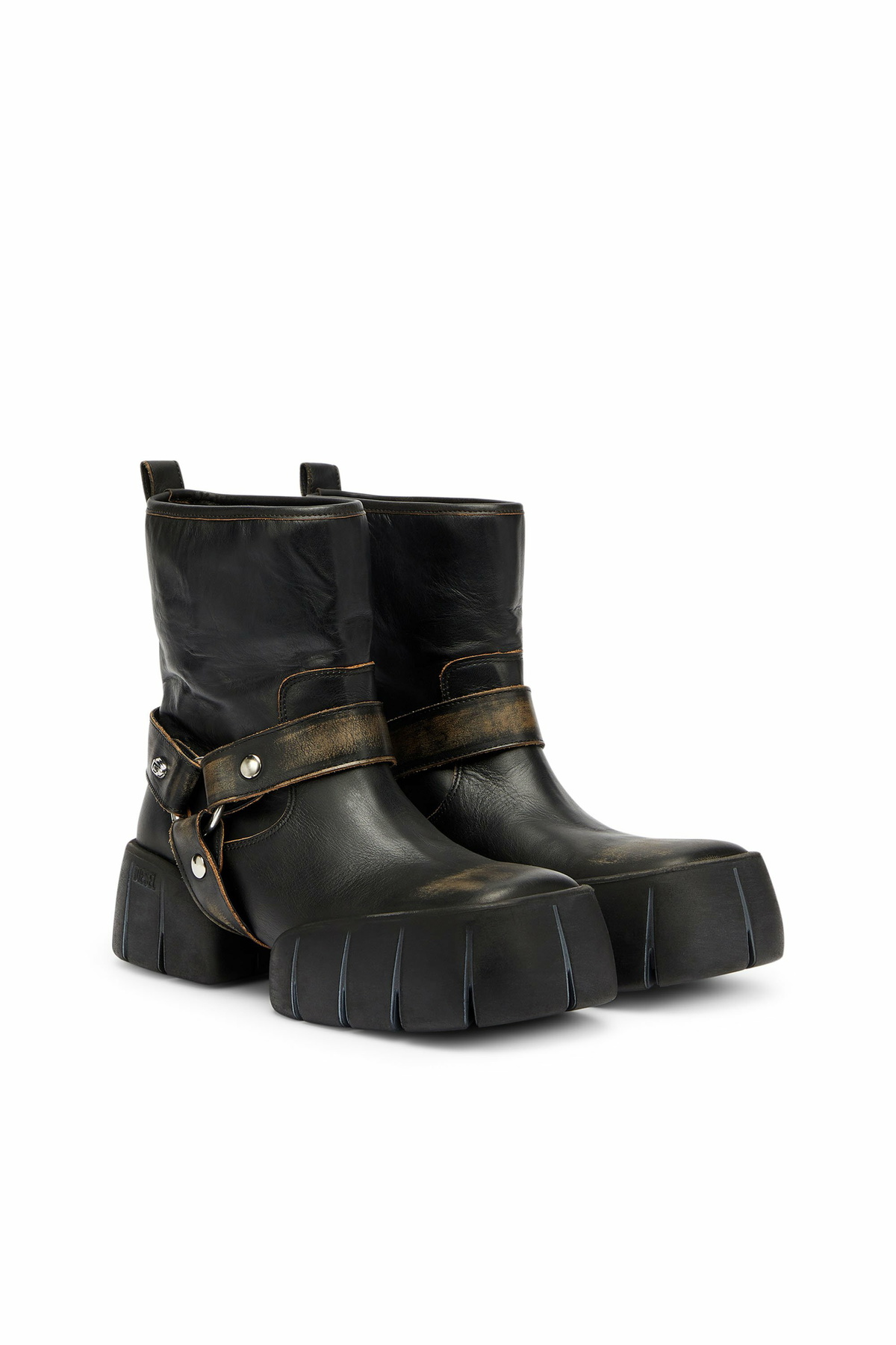 Diesel D-Tex - Biker boots in distressed leather - Boots - Man -