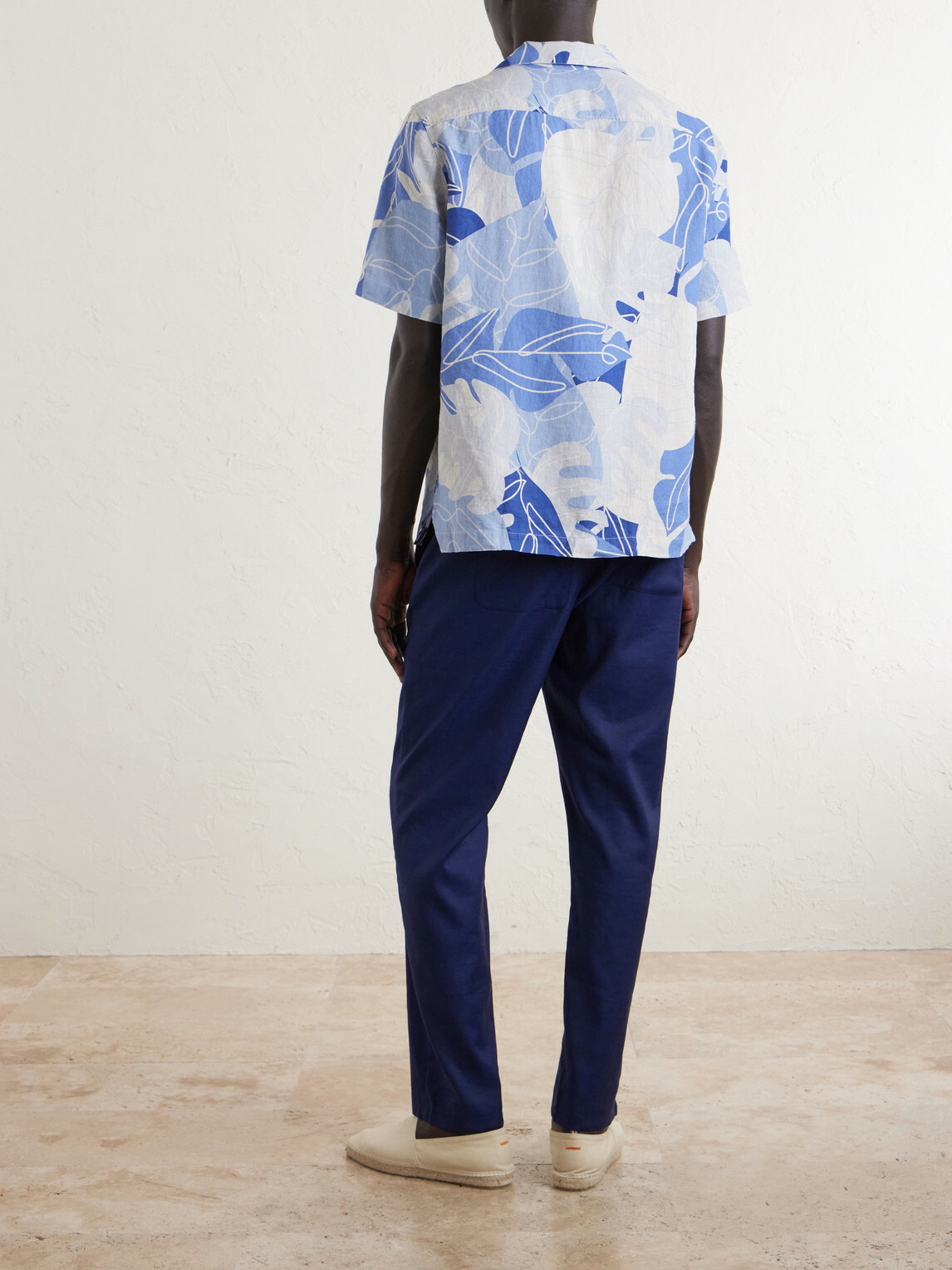 Frescobol Carioca - Roberto Camp-Collar Printed Linen Shirt - Blue
