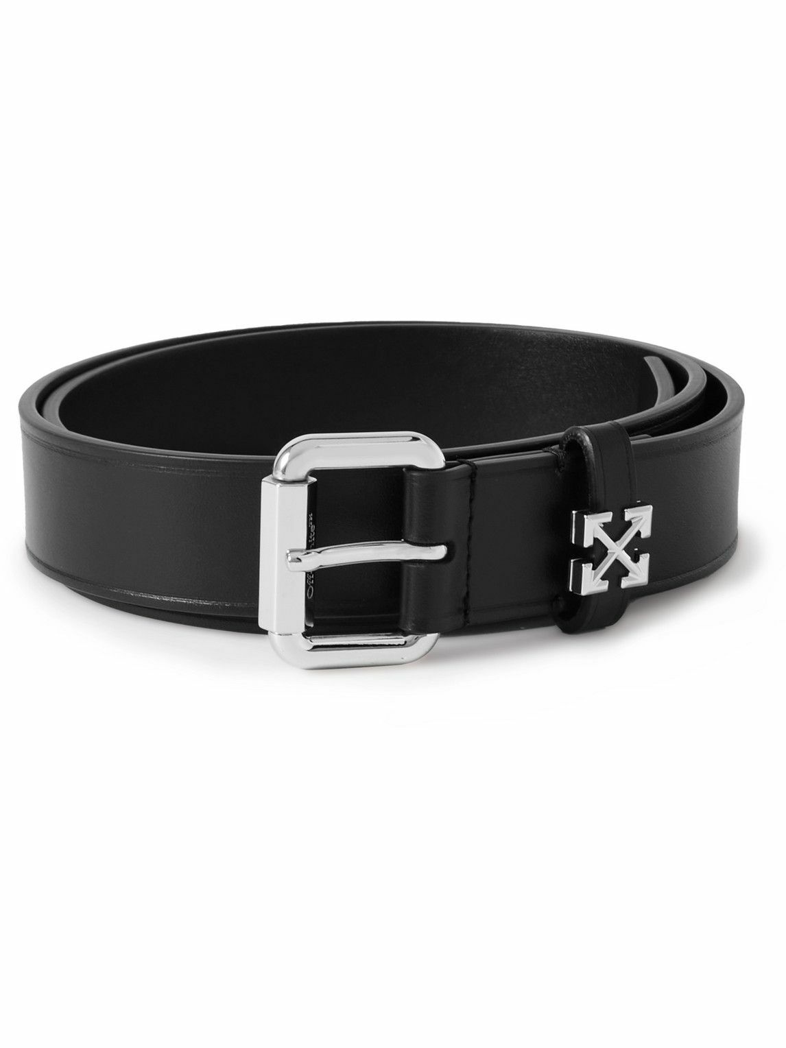 Off-White - Arrow 3.5cm Logo-Embellished Leather Belt - Black Off-White
