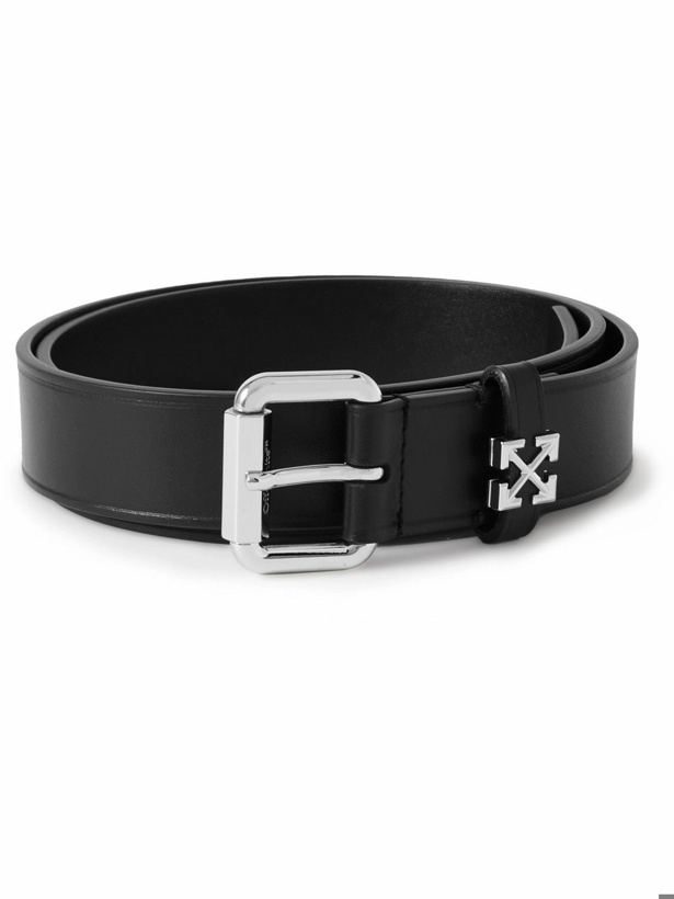 Photo: Off-White - Arrow 3.5cm Logo-Embellished Leather Belt - Black