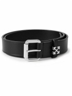 Off-White - Arrow 3.5cm Logo-Embellished Leather Belt - Black
