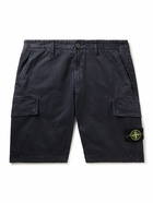 Stone Island - Straight-Leg Logo-Appliquéd Stretch-Cotton Shorts - Blue