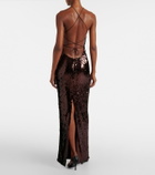 Magda Butrym Floral-appliqué sequined gown