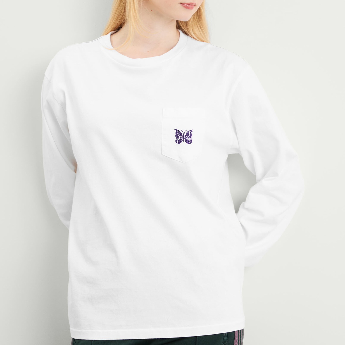Needles Women's Long Sleeve Pocket T-Shirt in White