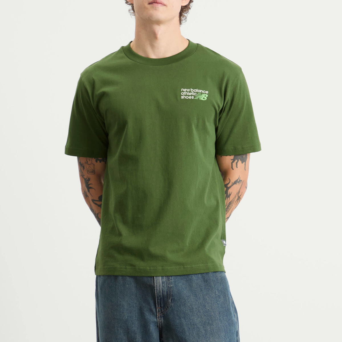 New Balance Men's Athletics Premium Logo T-Shirt in Dark Alpine Green