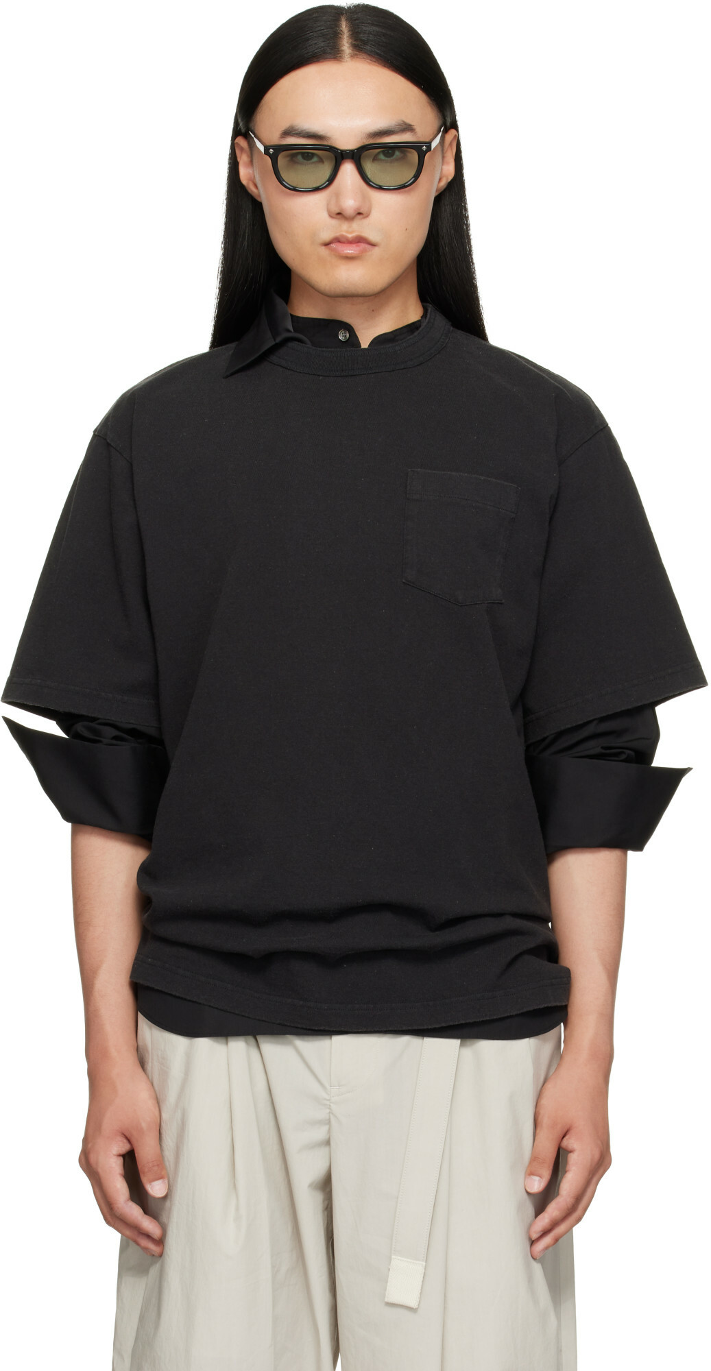 sacai 25SS コットンフルジップシャツ Sacai - Carhartt WIP Zip-Detailed Logo-Appliquéd Canvas-Trimmed