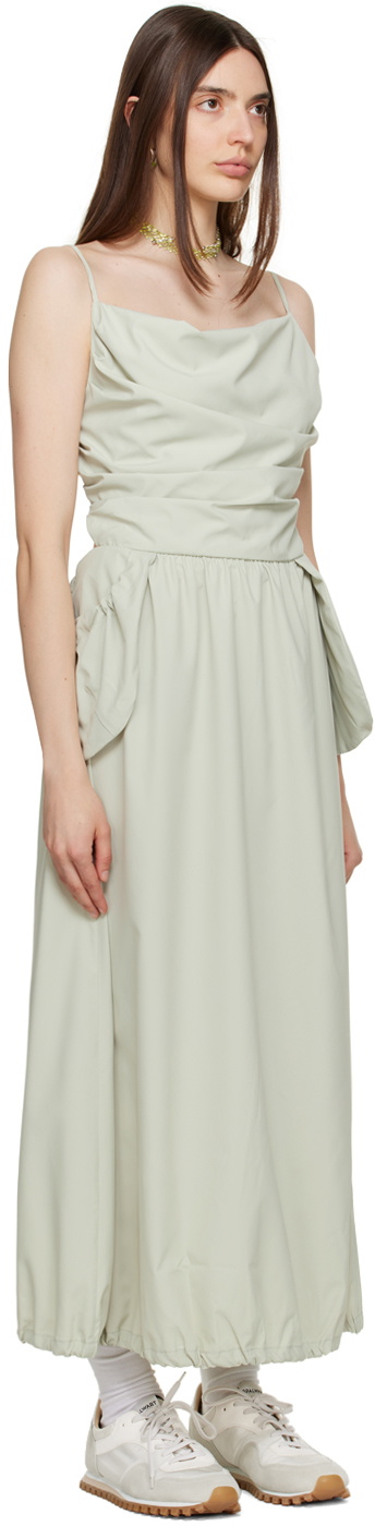 OPEN YY Green Gathered Midi Dress