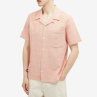 Folk Men's Soft Collar Vacation Shirt in Coral Texture